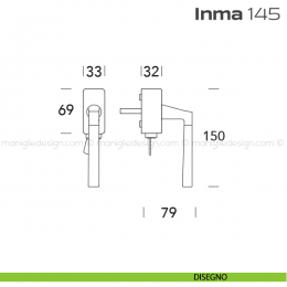 Maniglia per finestra DK con chiave su placca 145 Inma Reguitti 2