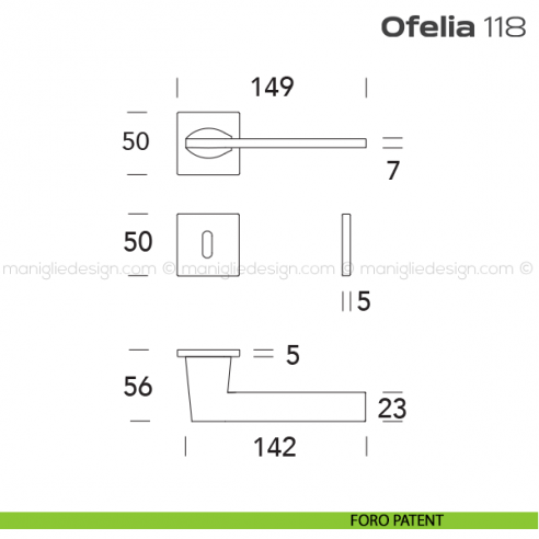 Maniglia per porta 118 Ofelia Reguitti foro patent