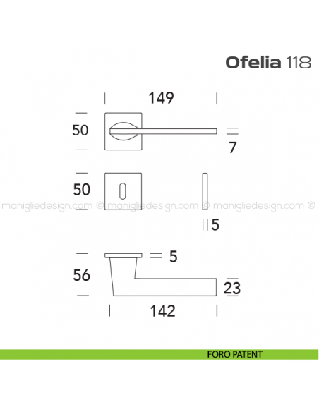 Maniglia per porta 118 Ofelia Reguitti foro patent