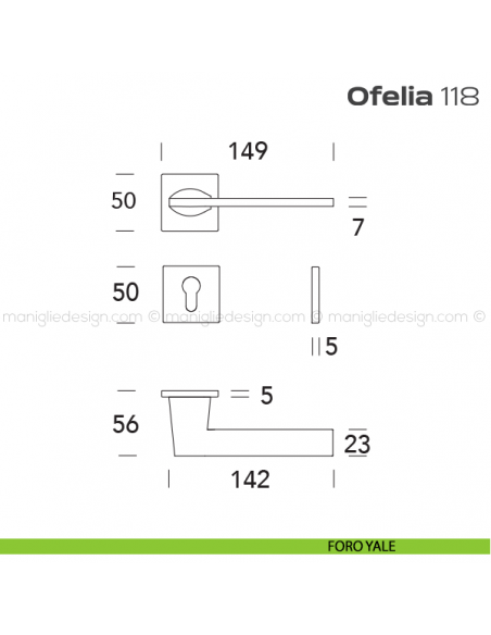 Maniglia per porta 118 Ofelia Reguitti foro yale