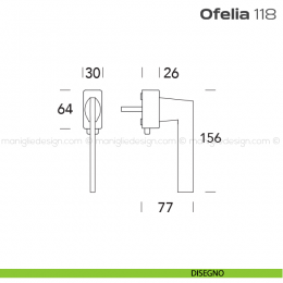 Maniglia per finestra DK con pulsante su placca 118 Ofelia Reguitti 2