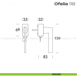 Maniglia per finestra DK con chiave su placca 118 Ofelia Reguitti 2