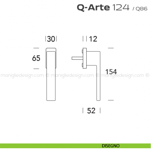 Maniglia per finestra martellina 124 Q-Arte Reguitti disegno