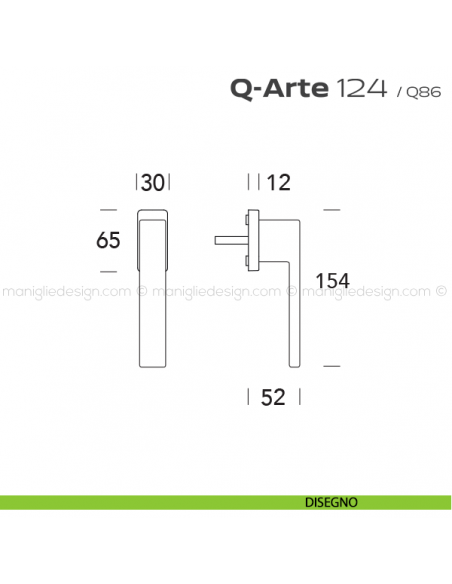 Maniglia per finestra martellina 124 Q-Arte Reguitti disegno