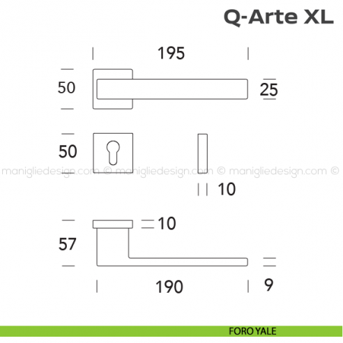 Maniglia per porta 432 Q-Arte  XL Reguitti foro yale