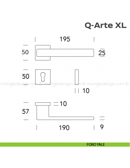 Maniglia per porta 432 Q-Arte  XL Reguitti foro yale
