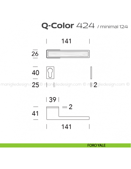 Maniglia per porta 424 Q-Color Minimal Reguitti foro yale