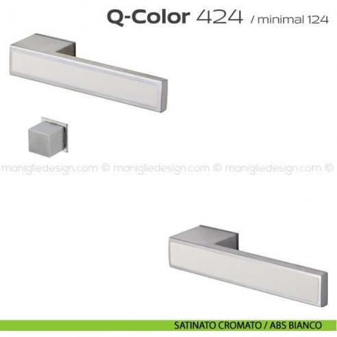 Maniglia per porta con nottolino 424 Q-Color Minimal Reguitti satinato cromato / ABS bianco