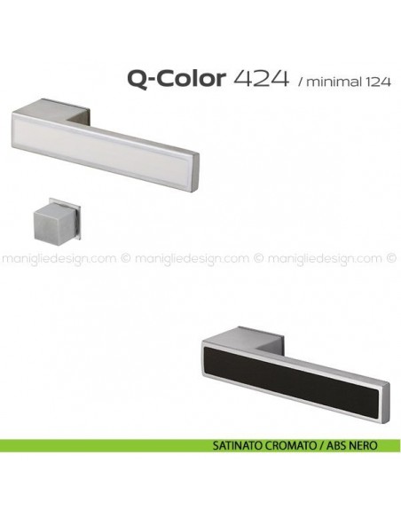 Maniglia per porta con nottolino 424 Q-Color Minimal Reguitti satinato cromato / ABS nero