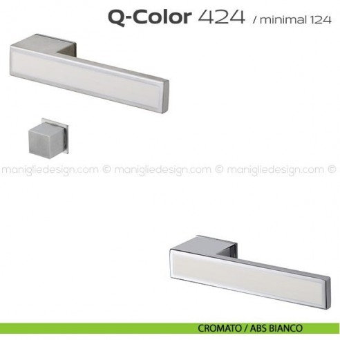 Maniglia per porta con nottolino 424 Q-Color Minimal Reguitti cromato / ABS bianco