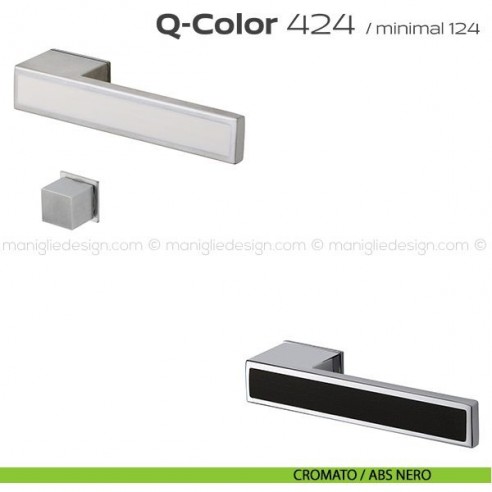 Maniglia per porta con nottolino 424 Q-Color Minimal Reguitti cromato / ABS nero