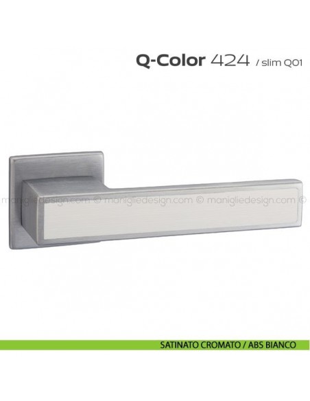 Maniglia per porta 424 Q-Color Slim Reguitti satinato cromato / ABS bianco
