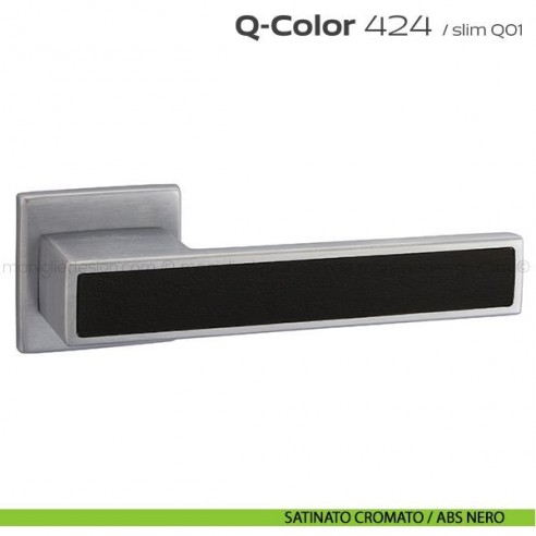 Maniglia per porta 424 Q-Color Slim Reguitti satinato cromato / ABS nero