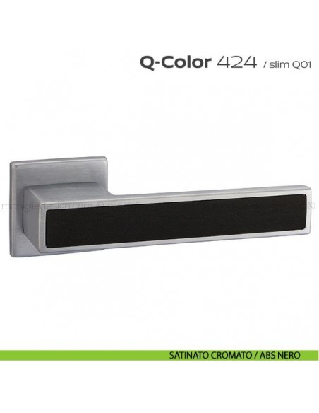 Maniglia per porta 424 Q-Color Slim Reguitti satinato cromato / ABS nero