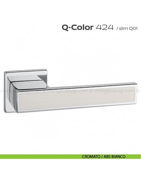 Maniglia per porta 424 Q-Color Slim Reguitti cromato / ABS bianco