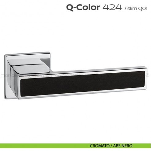 Maniglia per porta 424 Q-Color Slim Reguitti cromato / ABS nero