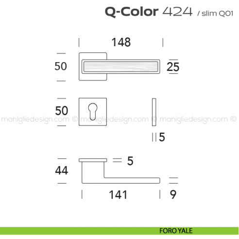 Maniglia per porta 424 Q-Color Slim Reguitti foro yale