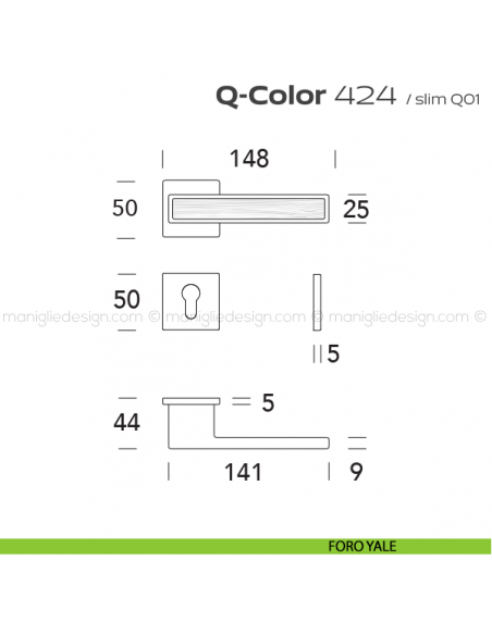Maniglia per porta 424 Q-Color Slim Reguitti foro yale