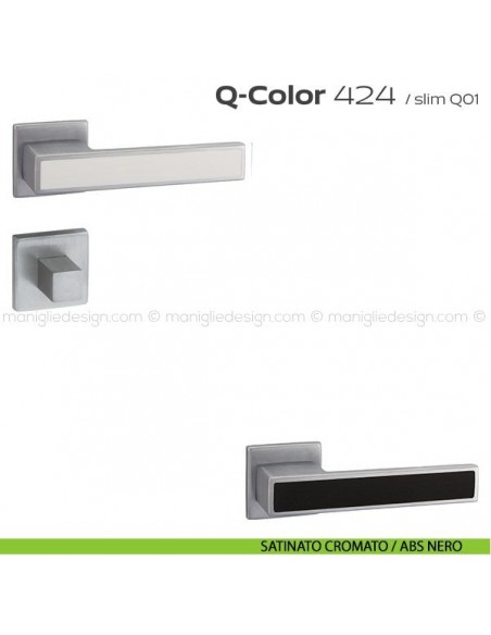 Maniglia per porta con nottolino 424 Q-Color Slim Reguitti satinato cromato / ABS nero