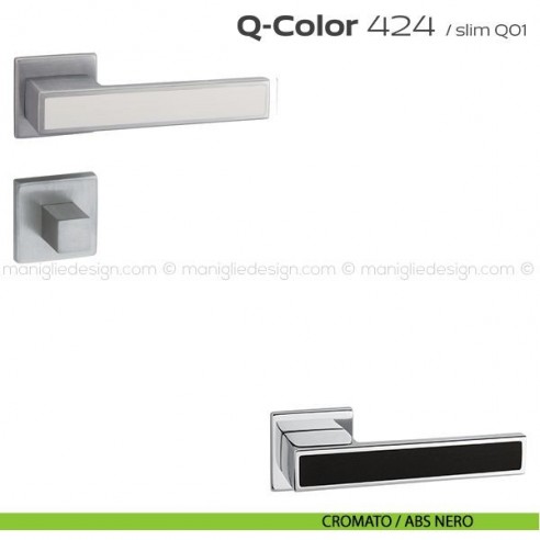 Maniglia per porta con nottolino 424 Q-Color Slim Reguitti cromato / ABS nero