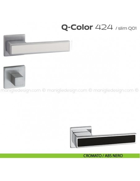 Maniglia per porta con nottolino 424 Q-Color Slim Reguitti cromato / ABS nero