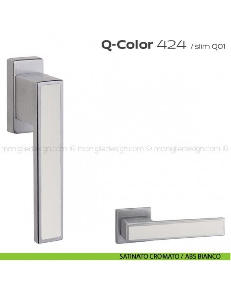 Maniglia per finestra martellina 424 Q-Color Reguitti satinato cromato / ABS bianco