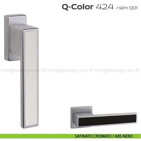 Maniglia per finestra martellina 424 Q-Color Reguitti satinato cromato / ABS nero