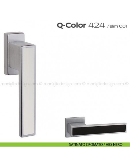 Maniglia per finestra martellina 424 Q-Color Reguitti satinato cromato / ABS nero