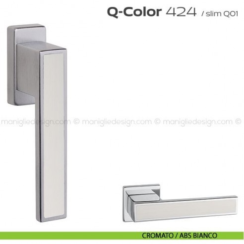 Maniglia per finestra martellina 424 Q-Color Reguitti cromato / ABS bianco