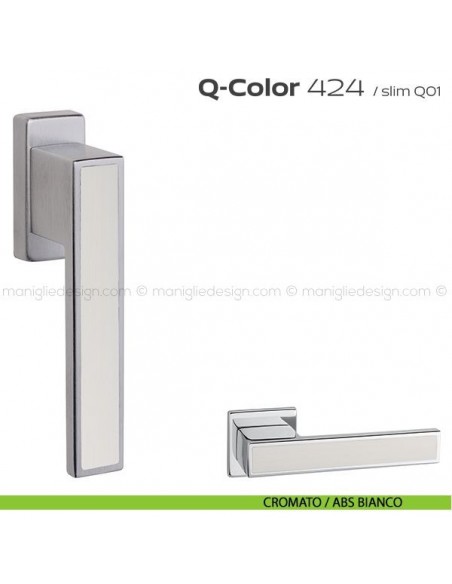 Maniglia per finestra martellina 424 Q-Color Reguitti cromato / ABS bianco