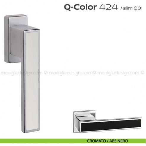 Maniglia per finestra martellina 424 Q-Color Reguitti cromato / ABS nero