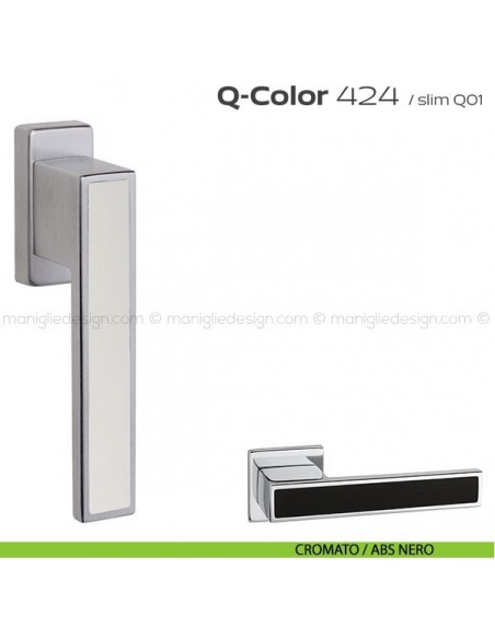 Maniglia per finestra martellina 424 Q-Color Reguitti cromato / ABS nero