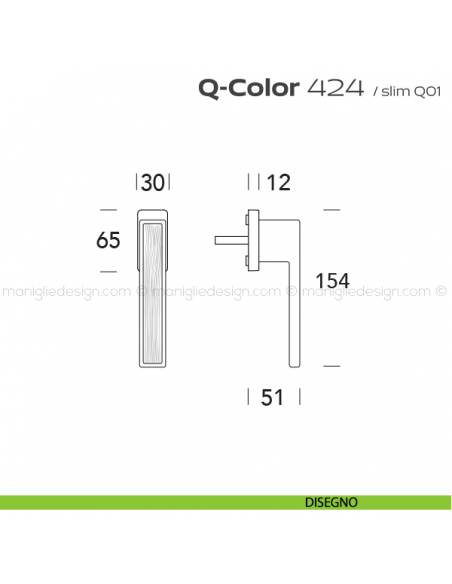 Maniglia per finestra martellina 424 Q-Color Reguitti disegno