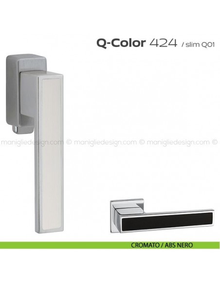 Maniglia per finestra DK con pulsante su placca 424 Q-Color Reguitti cromato / ABS nero