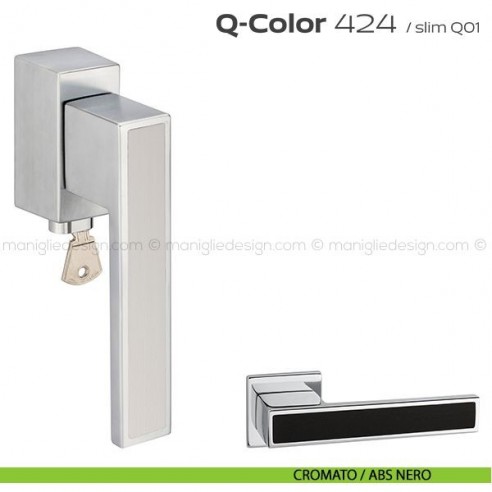 Maniglia per finestra martellina DK con chiave 424 Q-Color Reguitti cromato / ABS nero