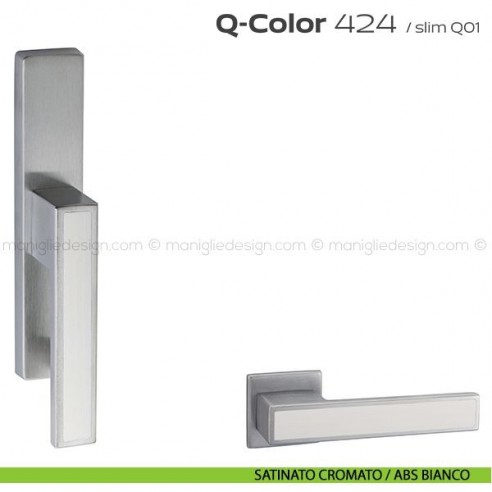 Maniglia per finestra cremonese 424 Q-Color Reguitti satinato cromato / ABS bianco