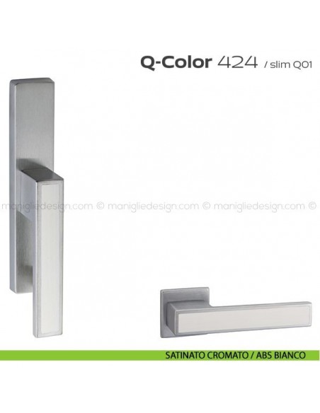 Maniglia per finestra cremonese 424 Q-Color Reguitti satinato cromato / ABS bianco