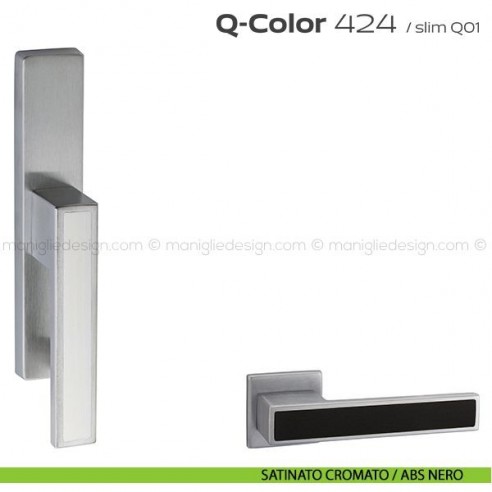 Maniglia per finestra cremonese 424 Q-Color Reguitti satinato cromato / ABS nero