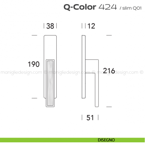 Maniglia per finestra cremonese 424 Q-Color Reguitti disegno