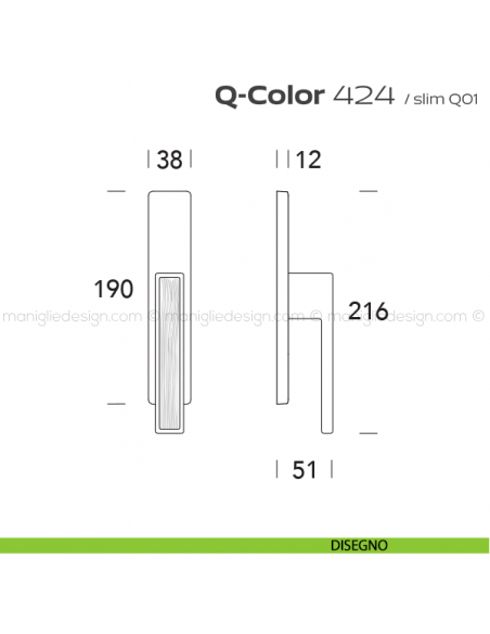 Maniglia per finestra cremonese 424 Q-Color Reguitti disegno