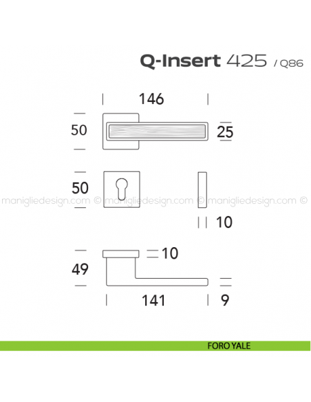 Maniglia in legno per porta 425 Q-Insert Reguitti foro yale