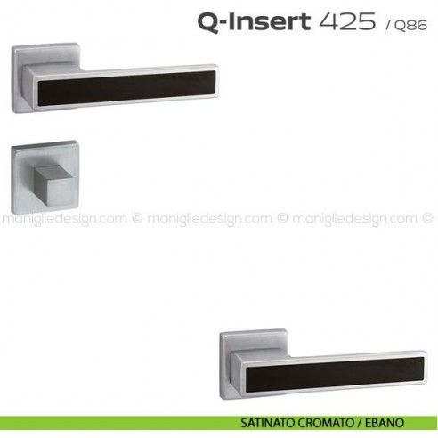 Maniglia in legno per porta con nottolino 425 Q-Insert Reguitti satinato cromato / ebano