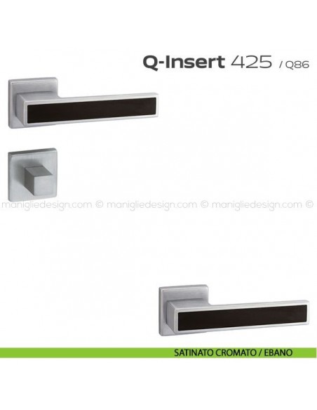 Maniglia in legno per porta con nottolino 425 Q-Insert Reguitti satinato cromato / ebano