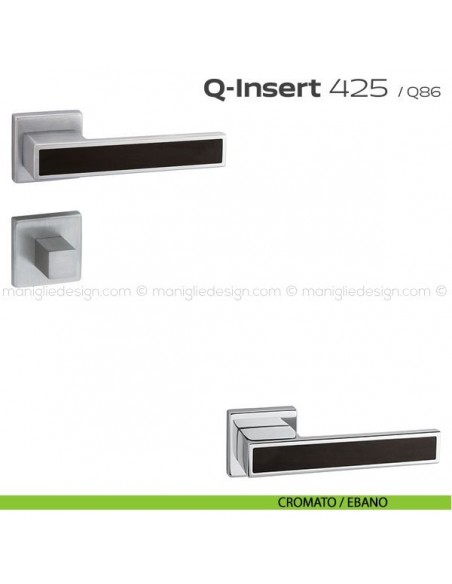 Maniglia in legno per porta con nottolino 425 Q-Insert Reguitti cromato / ebano
