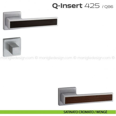 Maniglia in legno per porta con nottolino 425 Q-Insert Reguitti satinato cromato / wengè