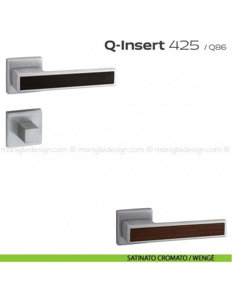 Maniglia in legno per porta con nottolino 425 Q-Insert Reguitti satinato cromato / wengè