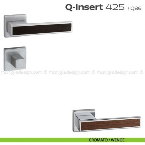 Maniglia in legno per porta con nottolino 425 Q-Insert Reguitti cromato / wengè