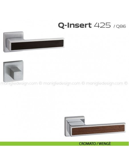 Maniglia in legno per porta con nottolino 425 Q-Insert Reguitti cromato / wengè