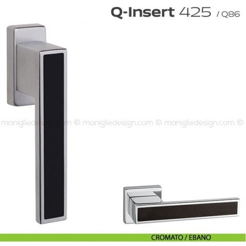 Maniglia in legno per finestra martellina 425 Q-Insert Reguitti cromato / ebano