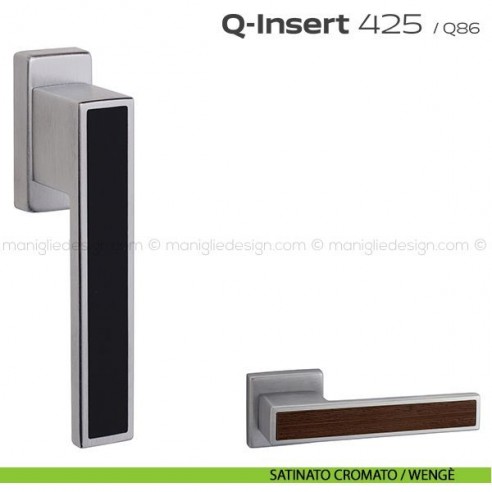 Maniglia in legno per finestra martellina 425 Q-Insert Reguitti satinato cromato / wengè